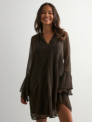 Pieces Pcjasmin Ls Short Dress Wvn D2D Pp - Brun