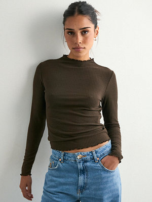 Only Onlemma L/S High Neck Top Noos Jrs - Brun