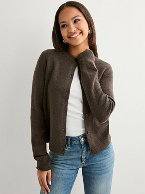 Pieces Pcmalou Ls Knit Cardigan Noos Bc - Brun