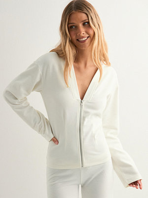 Nelly Waist Focus Zip Hoodie - Vit
