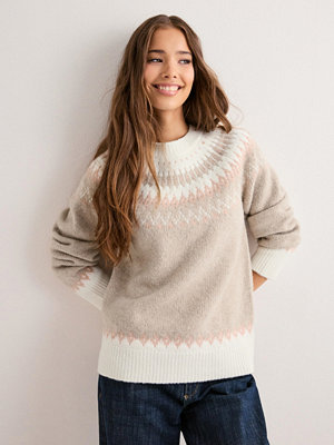 Nelly Jacquard Knit Sweater - Beige