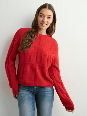 Pieces Pcjenna Ls O-Neck Cable Knit Noos B - Röd