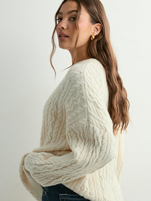 Pieces Pcjisa Ls O-Neck Long Cabel Knit Bc - Vit