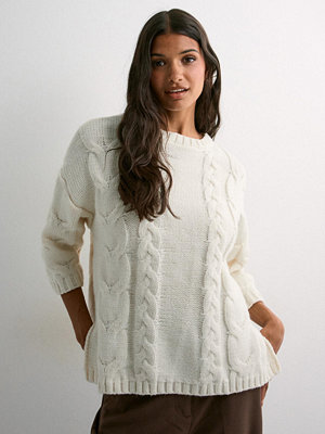 Pieces Pcmoby 6/8 O-Neck Oversize Knit Bc - Vit