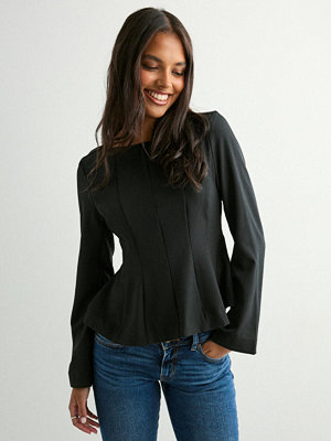Toppar - Pieces Pcjossa Ls Boatneck Top Wvn D2D Pp - Svart