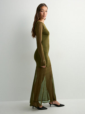 Malina Haisley sheer knitted maxi dress - Grön