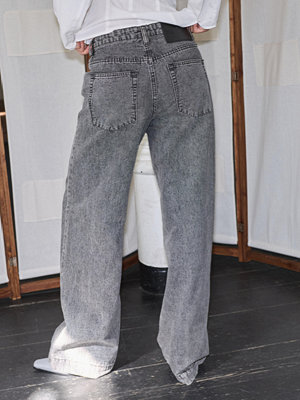 One Teaspoon Jackson Mid Waist Wide Leg Denim Jeans - Svart