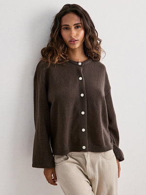 Pieces Pcida Ls O-Neck Knit Cardigan Noos - Brun