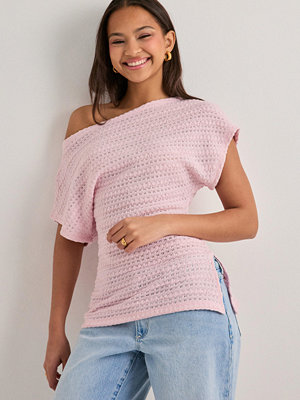 Toppar - Nelly Crochet Slit Top - Rosa