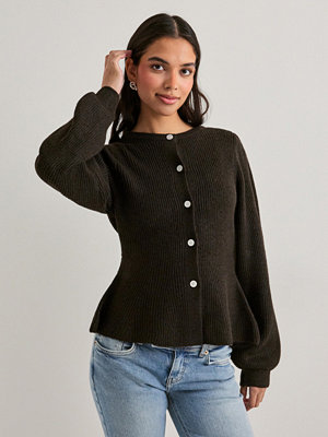 Pieces Pcsilly Ls Puff Knit Cardigan Noos - Brun