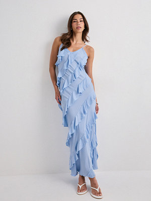 Vero Moda Vmicelyn Sl Ruffle Maxi Dress Exp - Blå