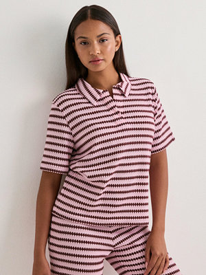Pieces Pcjeya Ss V-Neck Loose Polo D2D Jrs - Rosa