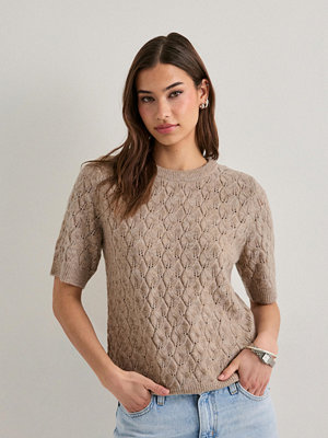 Pieces Pclelou Ss O-Neck Knit Noos Bc - Beige