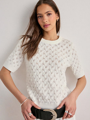 Pieces Pclelou Ss O-Neck Knit Noos Bc - Vit
