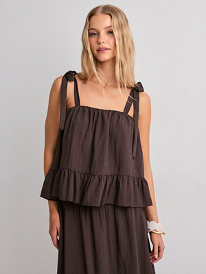 Pieces Pcjulia Sl Peplum Top Wvn D2D - Brun
