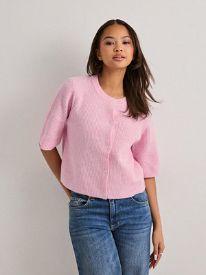 Pieces Pcsilly Ss O-Neck Knit Cardigan Noo - Rosa