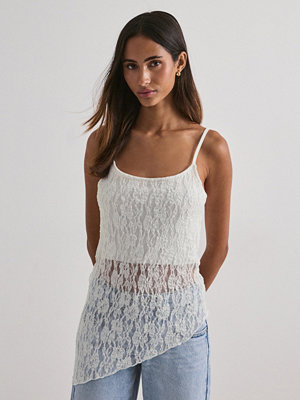 Pieces Pcariana Sl Asymmetric Lace Top D2D - Vit