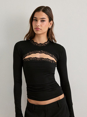 Nelly Soft Lace Bolero Tube Top - Svart