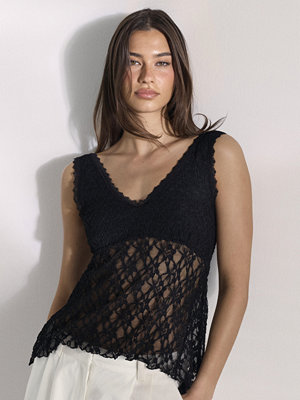 Nelly Lace Flounce Top - Svart