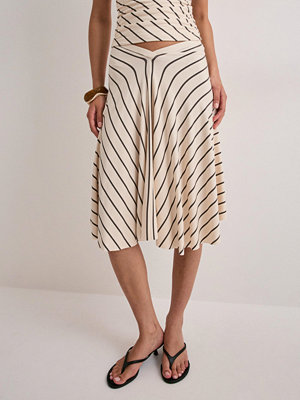 Nelly Stripe Asymmetric Skirt - Beige