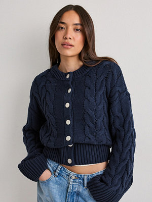 Vero Moda Vmsvea Thea Ls O-Neck Cable Cardiga - Blå
