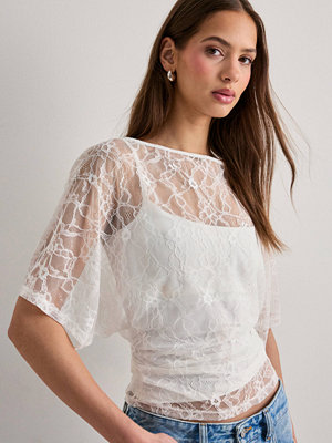 Nelly Wide Sleeve Lace Top - Vit