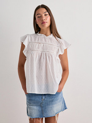 Only Onlkatti S/S Dobby Top Wvn Noos - Vit