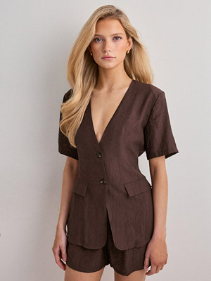 Nelly Crinkled SS Blazer - Brun