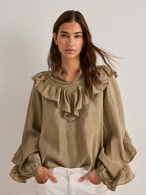 Neo Noir Nula Flounce Crisp Blouse - Beige