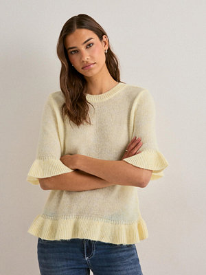 Only Onlella Ss Frill O-Neck Knt - Gul