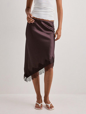 Only Onlfaraya Satin Lace Skirt Wvn - Brun