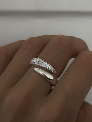 Muli Collection Adjustable Duo Zirconia Ring - Silver