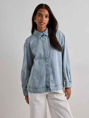 Skjortor - Pieces Pcgeggo Ls Curved Denim Shirt Bc - Blå