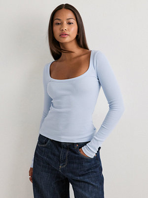 Nelly Perfect Rib LS Top - Blå