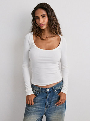 Nelly Perfect Rib LS Top - Vit