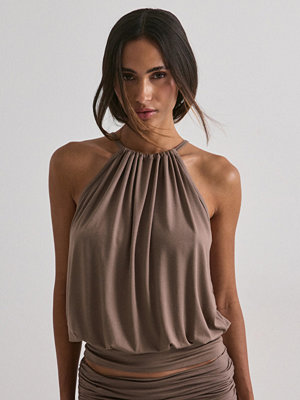 Nelly Soft Drape Tie Back Top - Brun