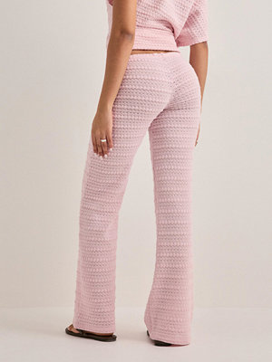 Nelly byxor Crochet Low Waist Pants - Rosa