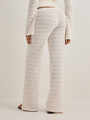 Nelly byxor Crochet Low Waist Pants - Vit
