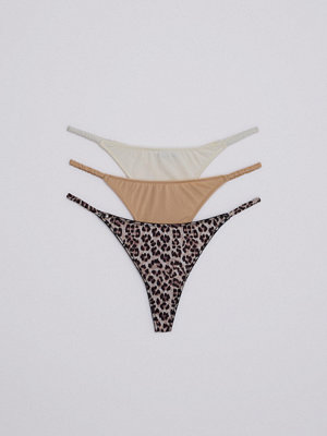 Nelly Low Waist 3-Pack Thong - Beige