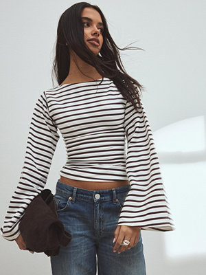 Nelly Stripe Wide Sleeve Top - Rutigt/Randigt