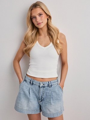 Nelly Wide Strap Jeans Shorts - Blå