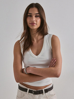 Vero Moda Vmchloe Sl Deep V-Neck Top Jrs Noos - Vit