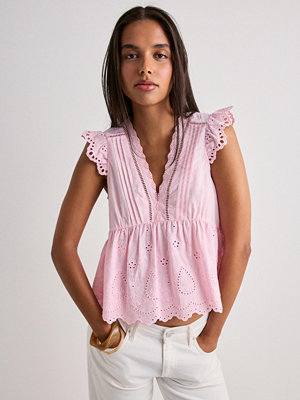 Nelly Embroidered Flounce Blouse - Rosa