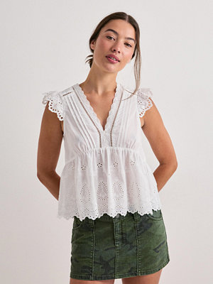 Nelly Embroidered Flounce Blouse - Vit
