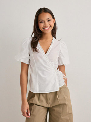 Nelly Puff Sleeve Wrap Blouse - Vit