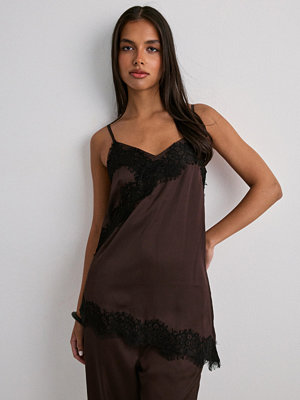 Pieces Pcariel Assymetric Lace Top D2D Pp - Brun