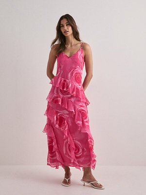 Vero Moda Vmsmilla S/L V-Neck Long Frill Dres - Rosa