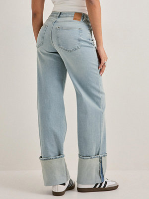 Pieces Pcsilke Mw Fold Up Denim Jeans - Blå