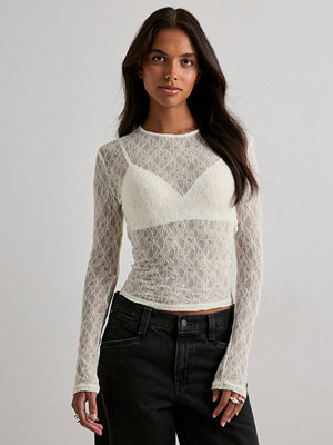 Vero Moda Awtessy Ls O-Neck Lace Top Noos - Vit