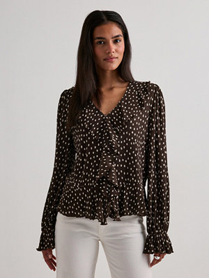 Only Onlkafie L/S Frill Top Wvn - Brun